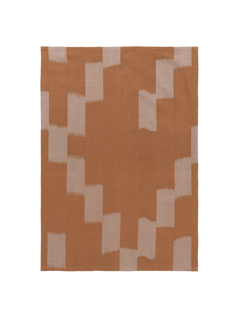 Ikat Tea Towel - Terracotta/Mist Blue