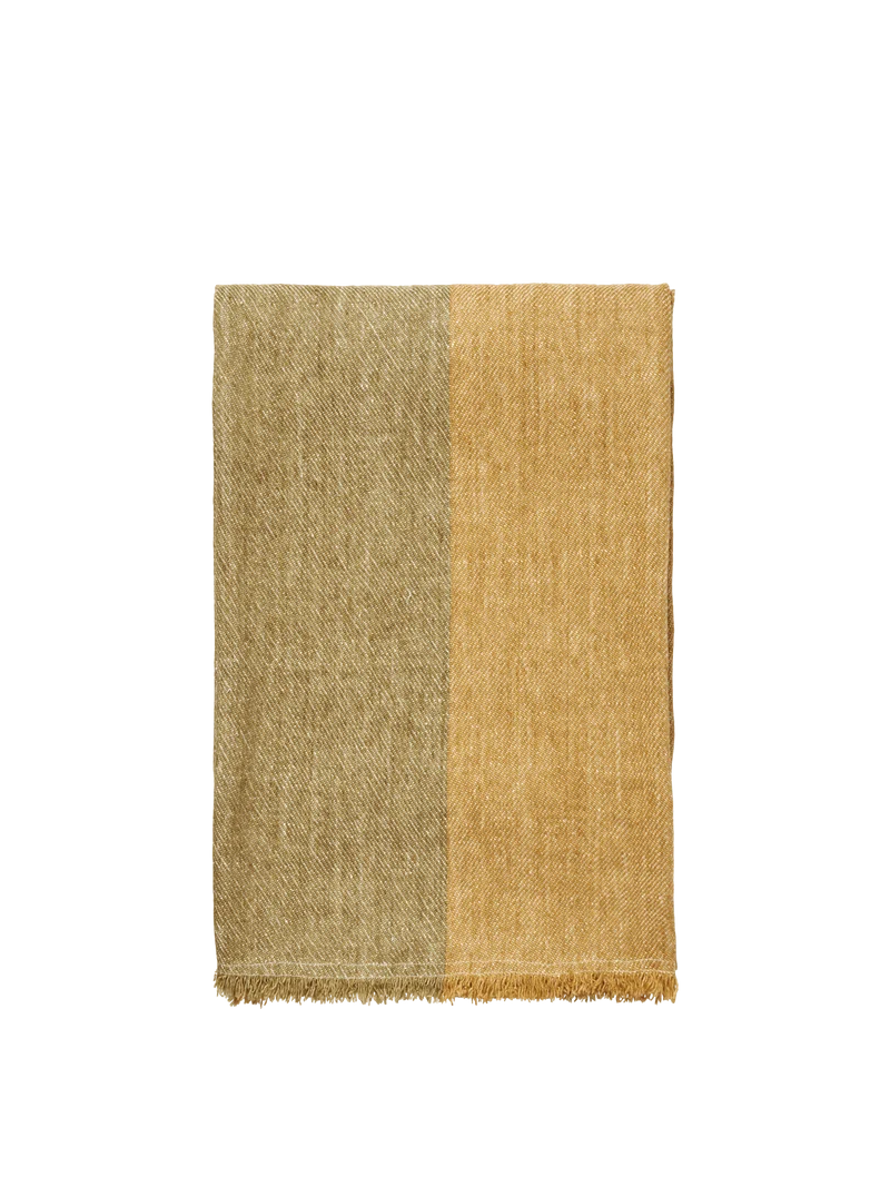 Pila Linen Throw - Khaki/Aged Gold