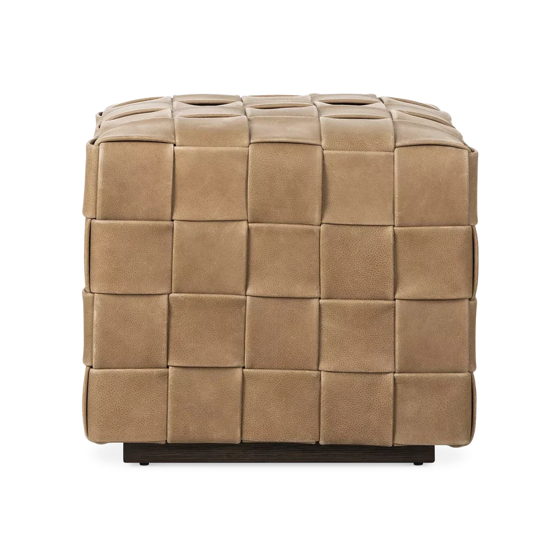 Flores - Leather Ottoman by Four Hands