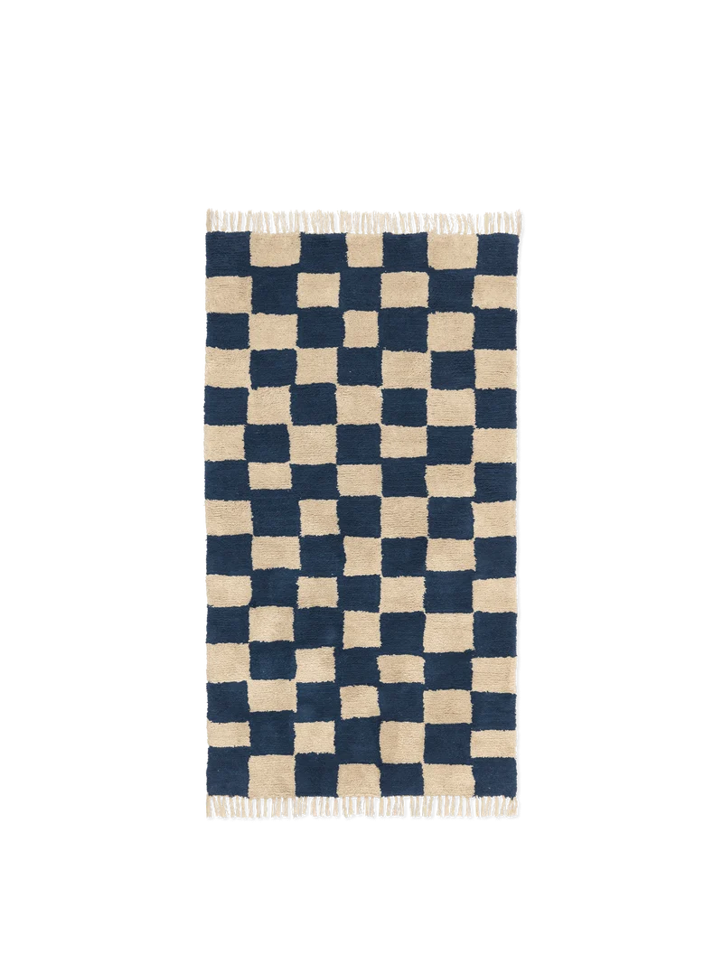 Mara Washable Rug - Deep Blue/Warm Sand