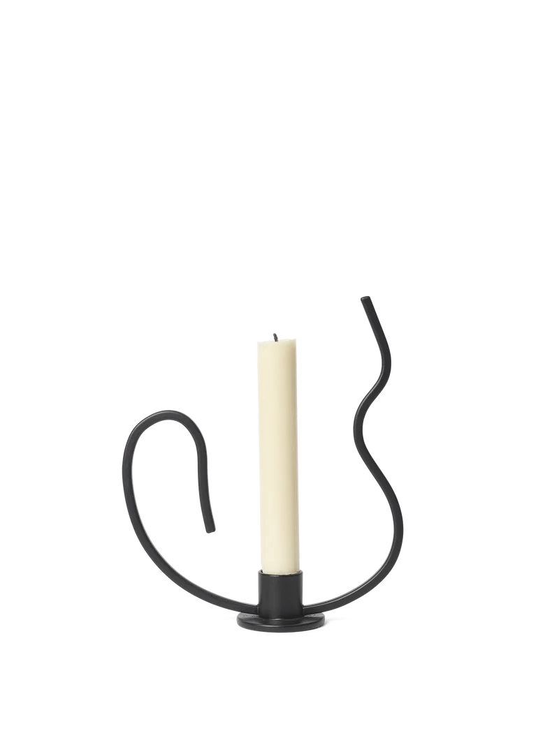 Valse Candle Holder - Low - Black