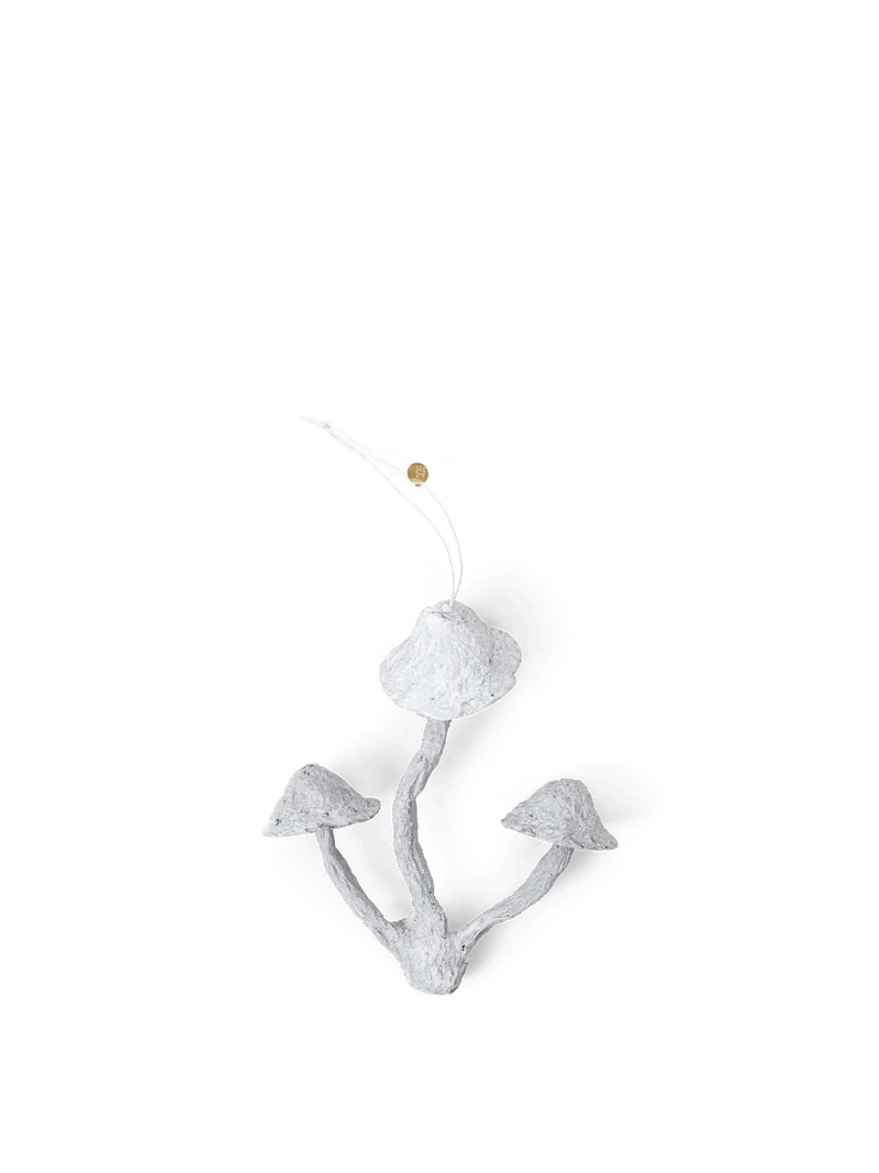 Mushroom Ornament - 3 Caps - Faded White