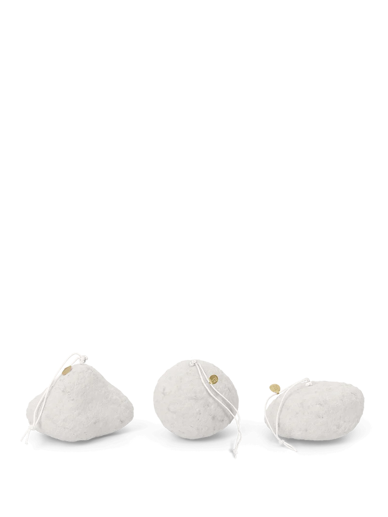 Snowball Ornaments - Set of 3 - White