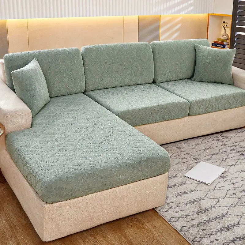 Housse pour assise de canapé élastique en velours Jacquard BARFLEUR