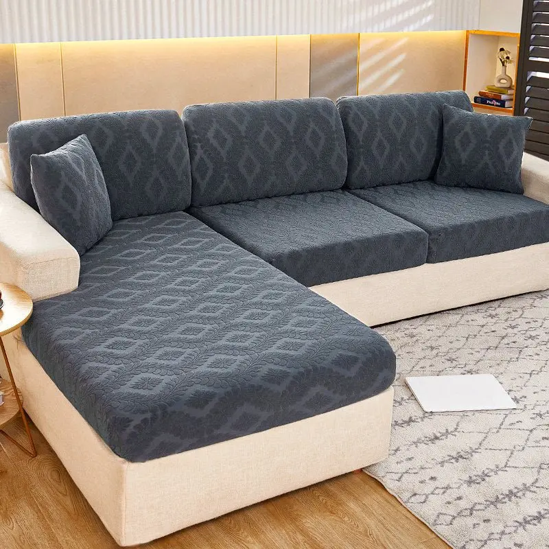 Housse pour assise de canapé élastique en velours Jacquard BARFLEUR