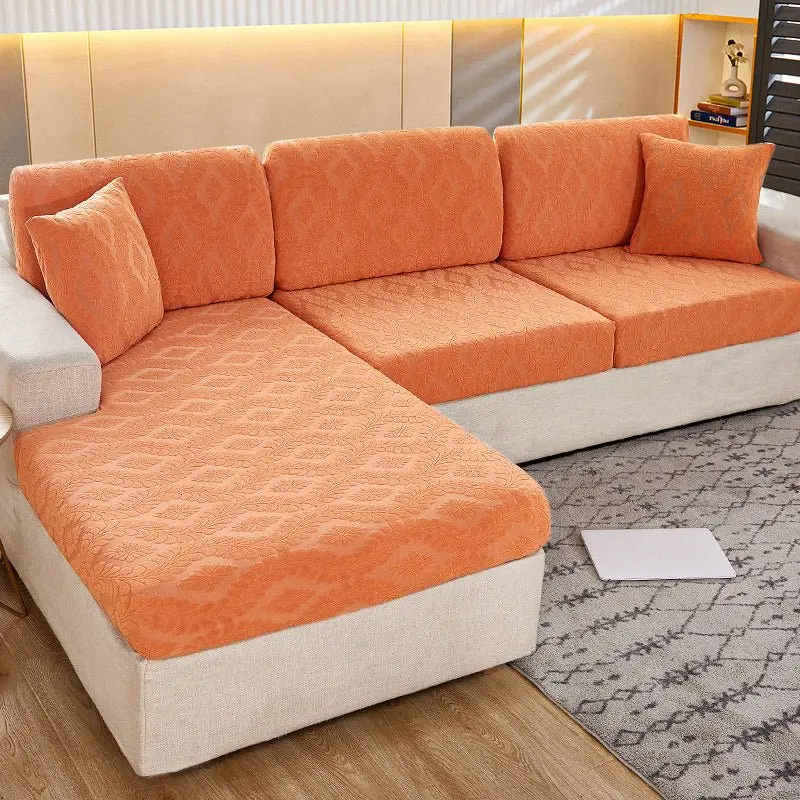 Housse pour assise de canapé élastique en velours Jacquard BARFLEUR