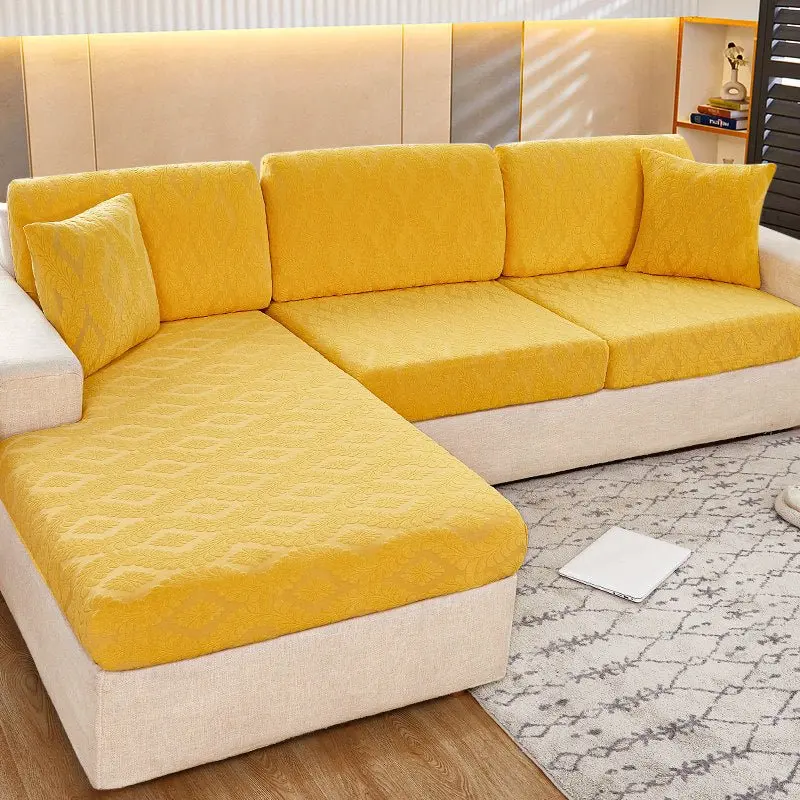 Housse pour assise de canapé élastique en velours Jacquard BARFLEUR