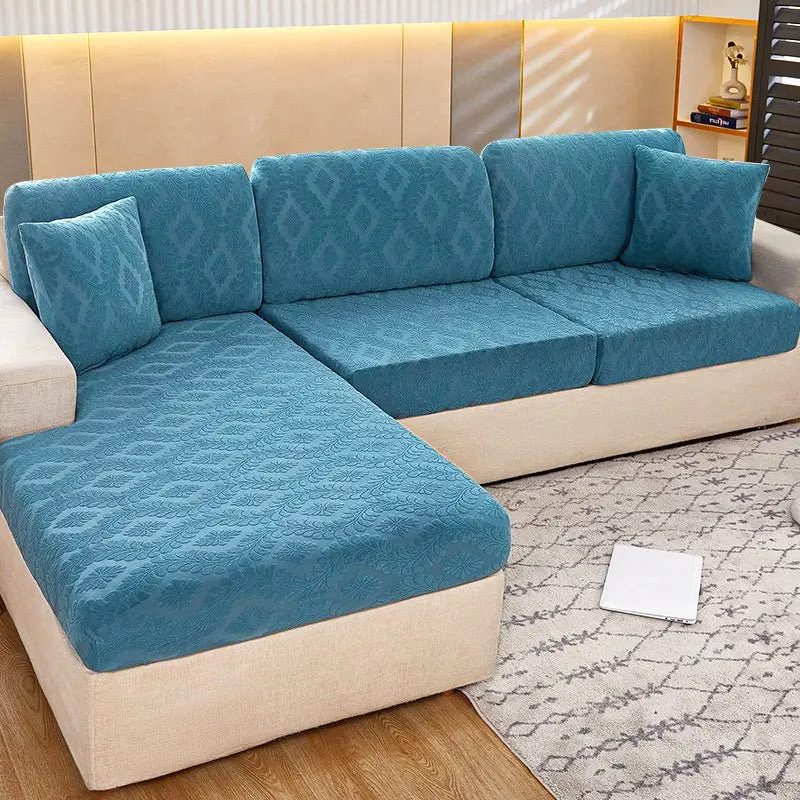 Housse pour assise de canapé élastique en velours Jacquard BARFLEUR