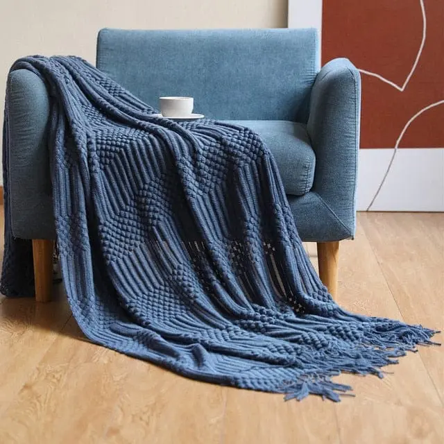 WINNYL - Plaid canapé en chenille tricoté