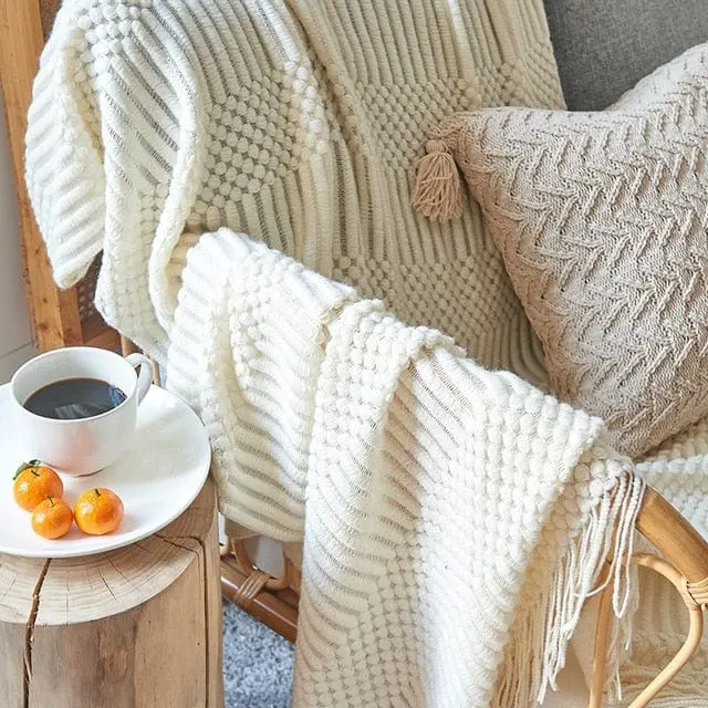 WINNYL - Plaid canapé en chenille tricoté