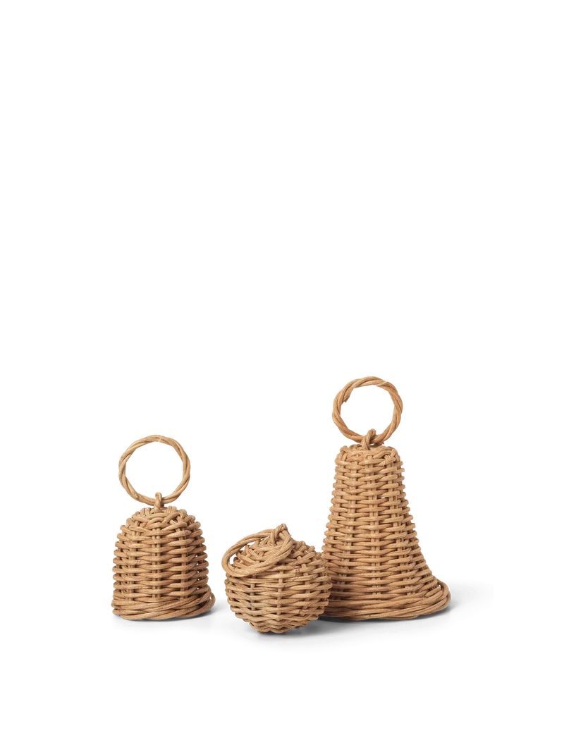 Braided Bell Baubles - Set of 3 - Natural