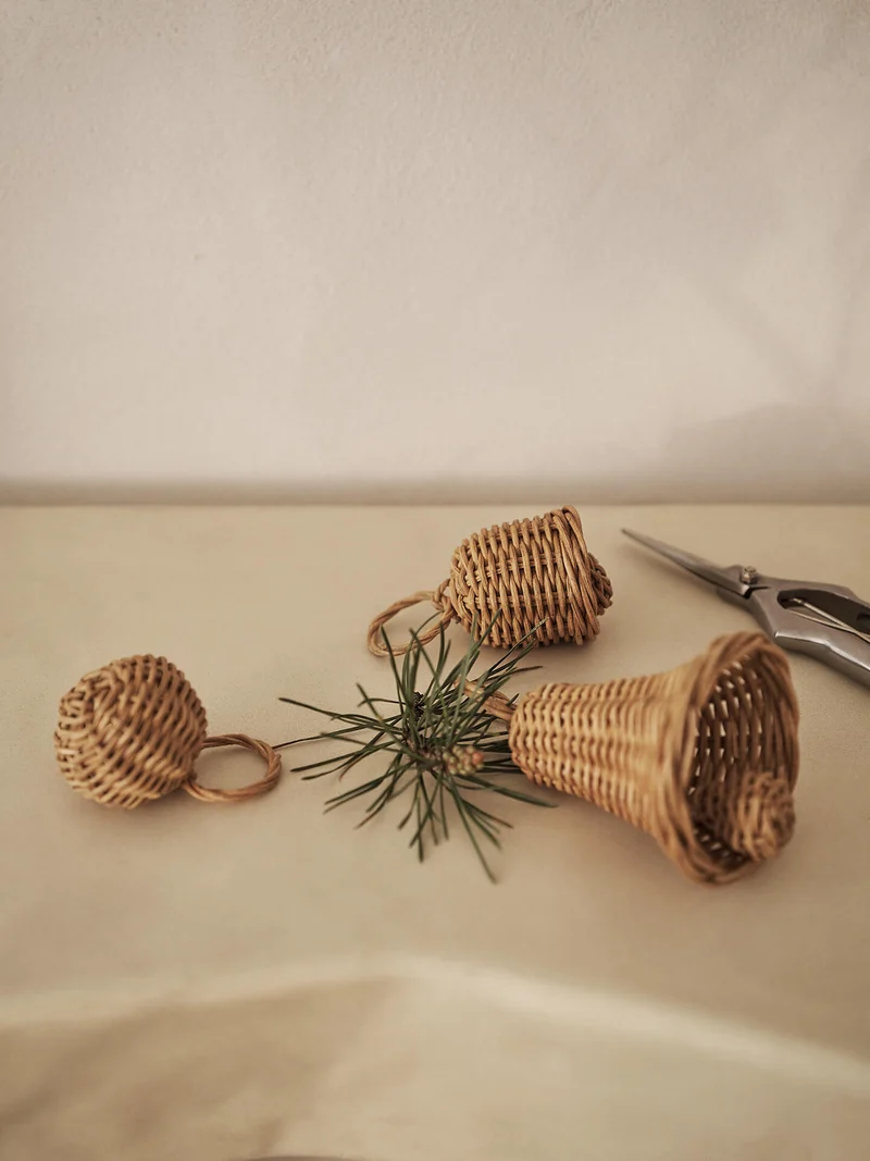 Braided Bell Baubles - Set of 3 - Natural