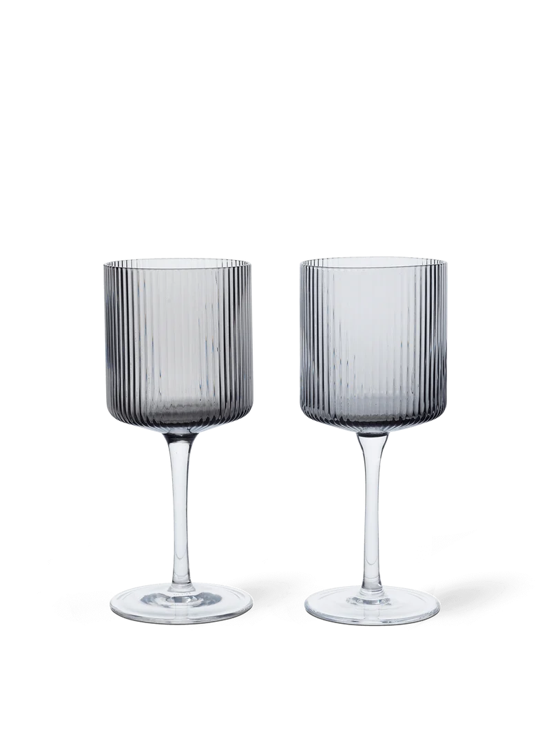Ripple White Wine Glasses - Set of 2 - Smoked Grey