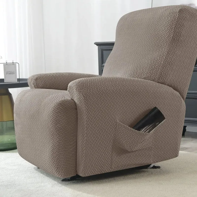 NOGENT - Housse de fauteuil et canapé de relaxation avec partie inclinable en tissu jacquard