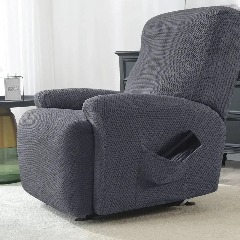 NOGENT - Housse de fauteuil et canapé de relaxation avec partie inclinable en tissu jacquard