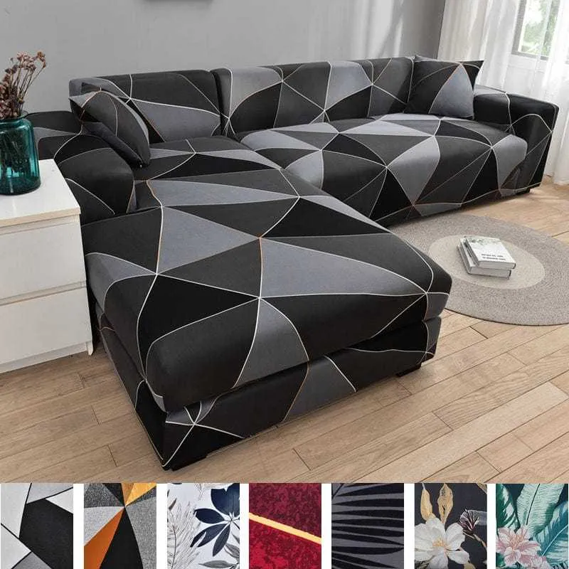 Housse canapé d'angle imprimée MIXCOLOR
