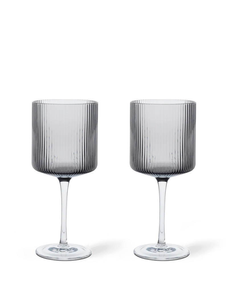 Ripple Red Wine Glasses - Set of 2 - Smoked Grey