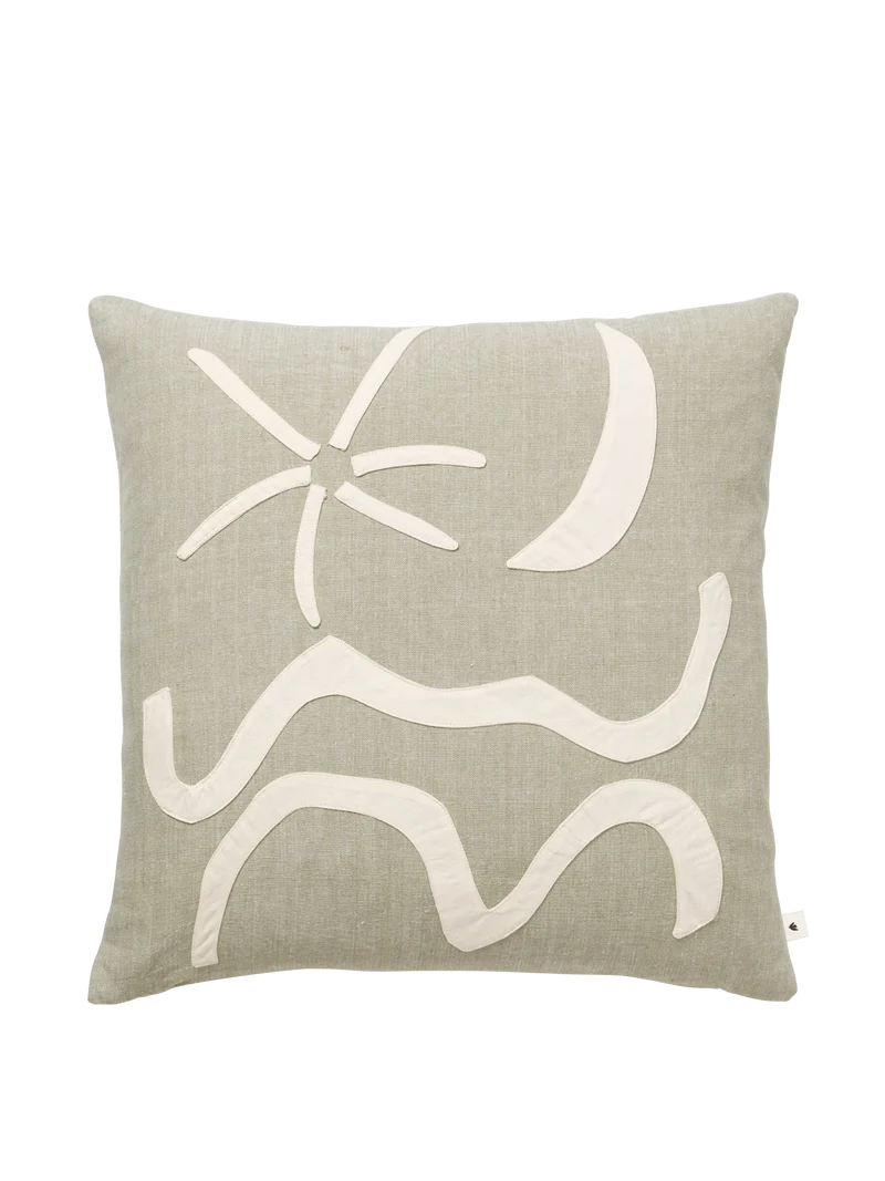 Kove Applique Cushion - Elm Green