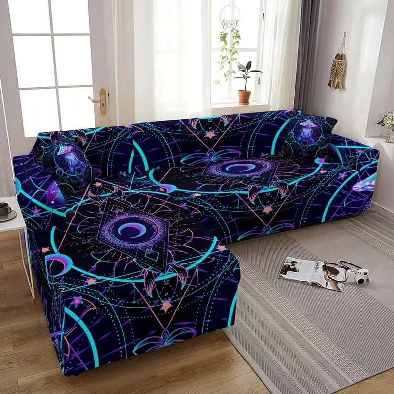 Housse canapé d'angle ELUNM motif astrale