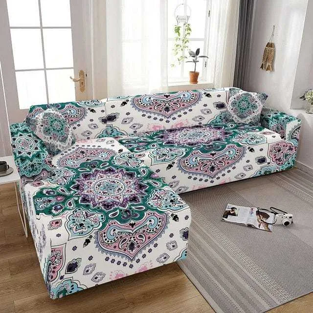 Housse canapé d'angle ELUNM motif astrale
