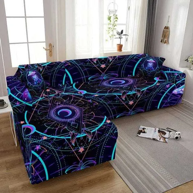 Housse canapé d'angle ELUNM motif astrale