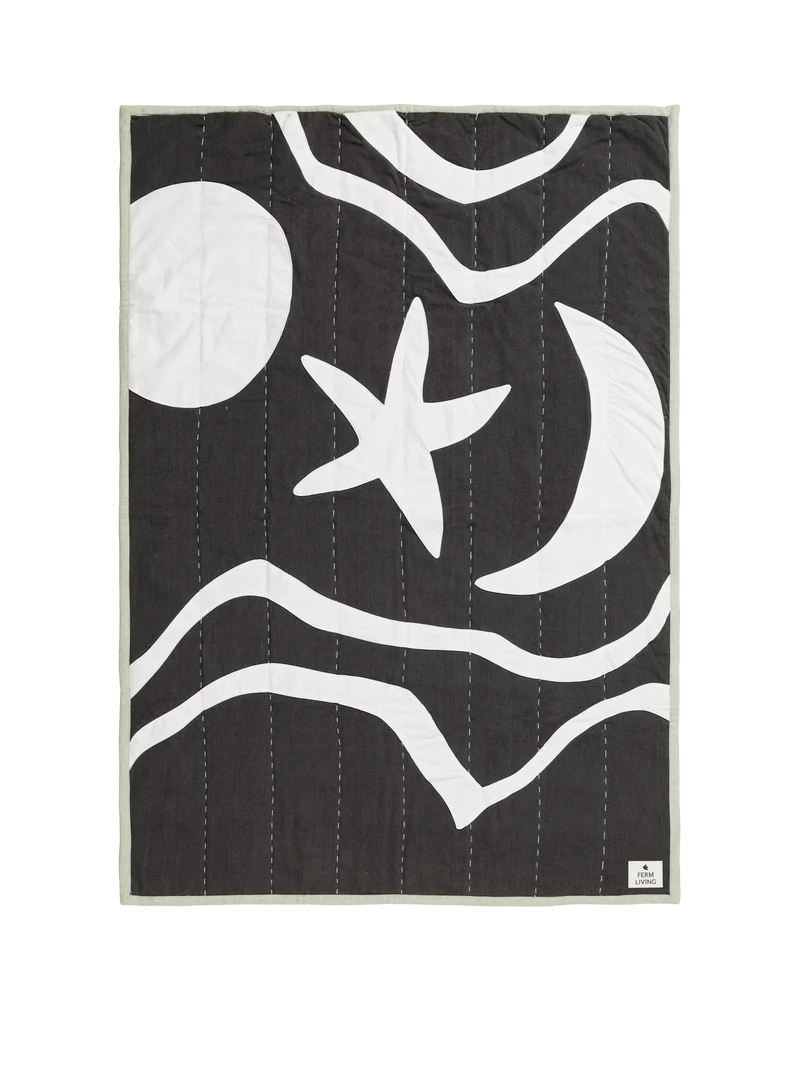 Kove Applique Quilted Blanket - Charcoal/Elm Green