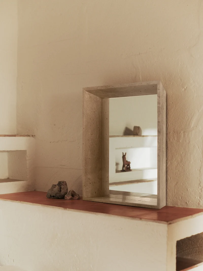 Lancet Mirror - Travertine