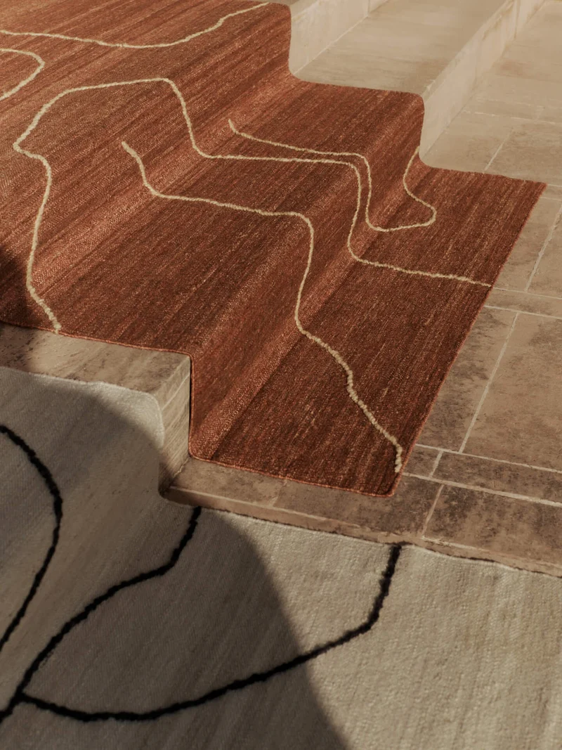 Gesso Jute Rug - Terracotta/Off-White