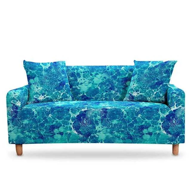 Housse canapé d'angle SKYBLUE imprimé arc en ciel et motif ciel bleu