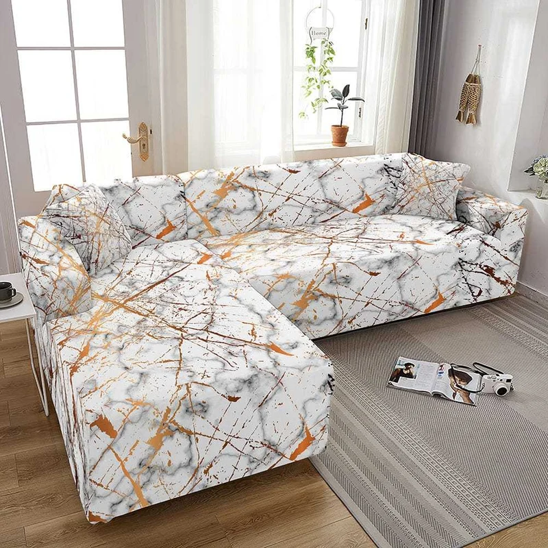 Housse canapé d'angle SKYBLUE imprimé arc en ciel et motif ciel bleu