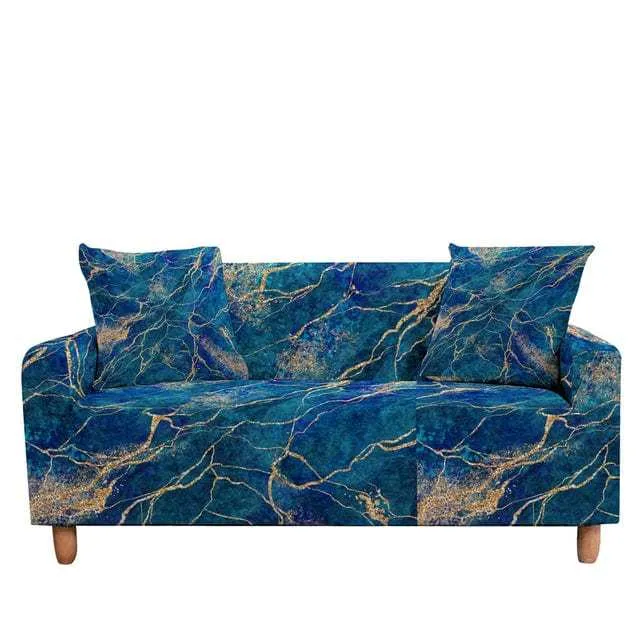Housse canapé d'angle SKYBLUE imprimé arc en ciel et motif ciel bleu