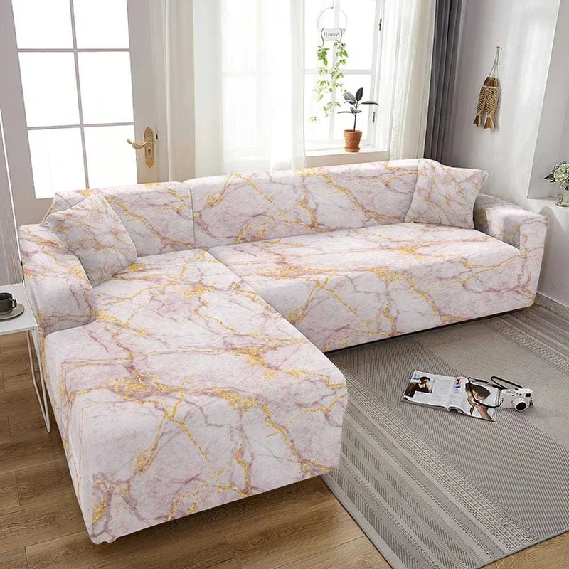 Housse canapé d'angle SKYBLUE imprimé arc en ciel et motif ciel bleu