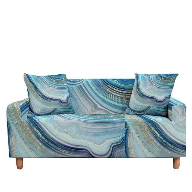 Housse canapé d'angle SKYBLUE imprimé arc en ciel et motif ciel bleu