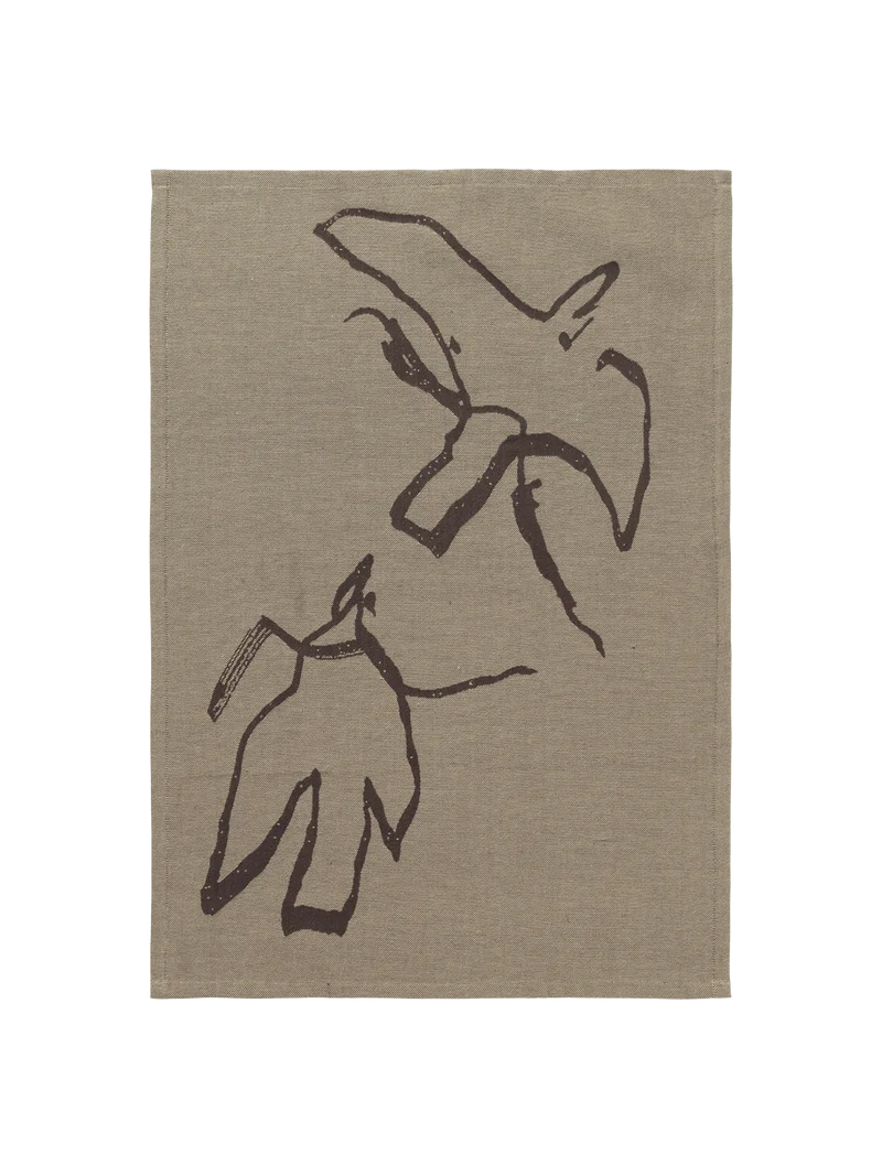 Vuelo Tea Towel - Elm Green/Coffee