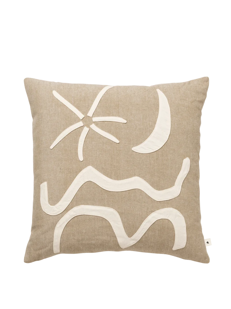 Kove Applique Cushion - Tan
