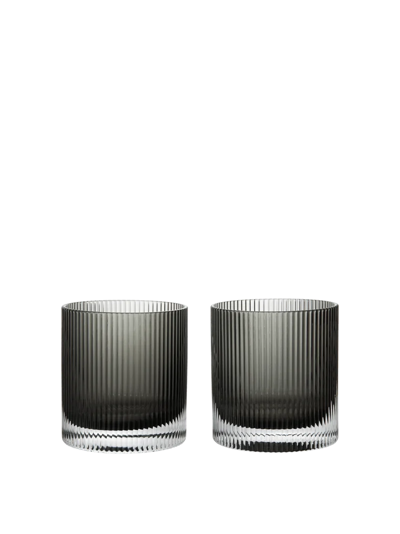 Ripple Tumbler Glasses - Set of 2 - Smoked Grey
