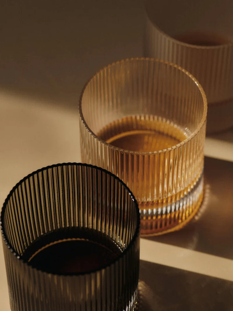 Ripple Tumbler Glasses - Set of 2 - Smoked Grey