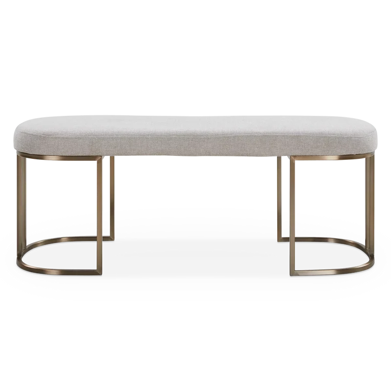 Rayla - Fabric Upholstered Antique Brass Bench