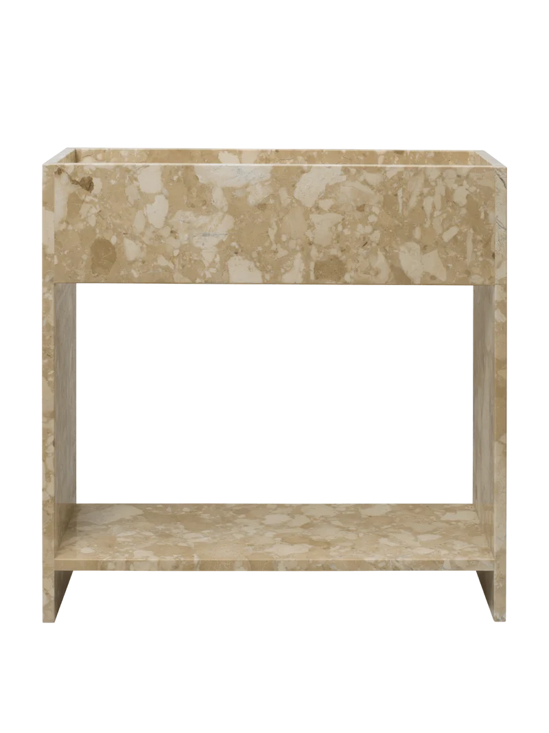 Stone Plant Box with Shelf - Sand