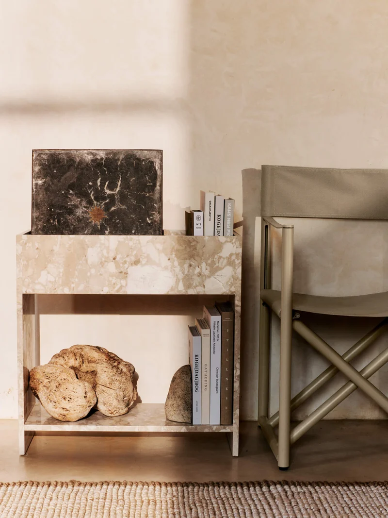Stone Plant Box with Shelf - Sand