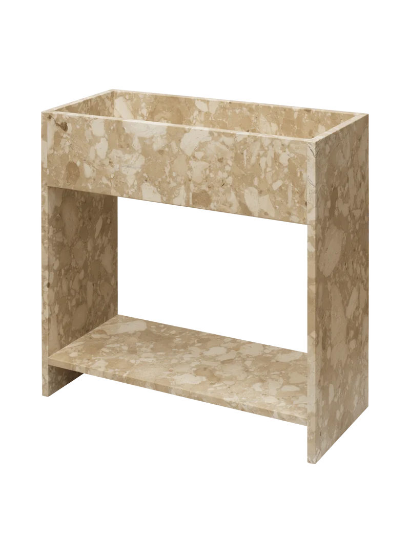 Stone Plant Box with Shelf - Sand