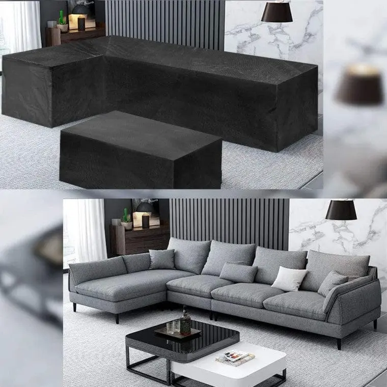 LSQUARD - Couverture de meubles d'extérieur imperméable pour canapé de jardin en forme de L canapé