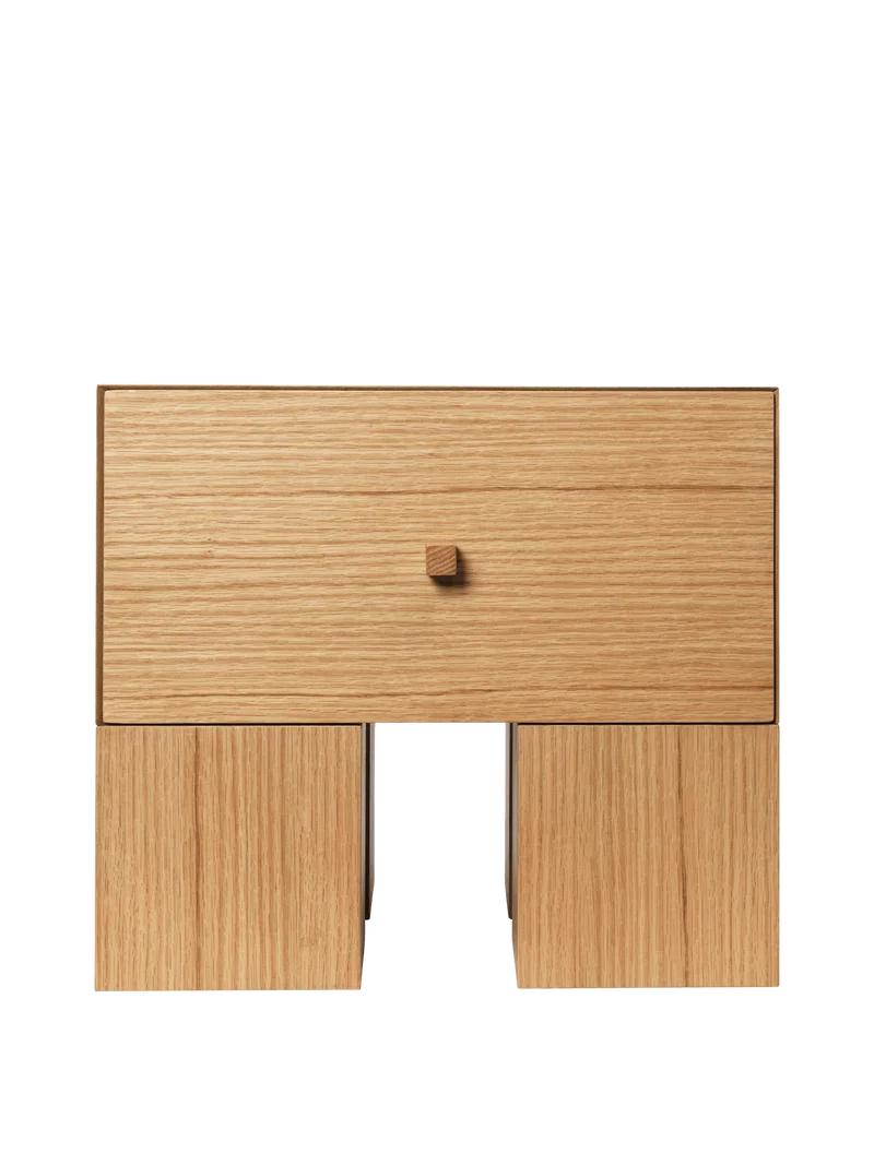 Kuben Bedside Table - 1x1 - Natural Oak Veneer