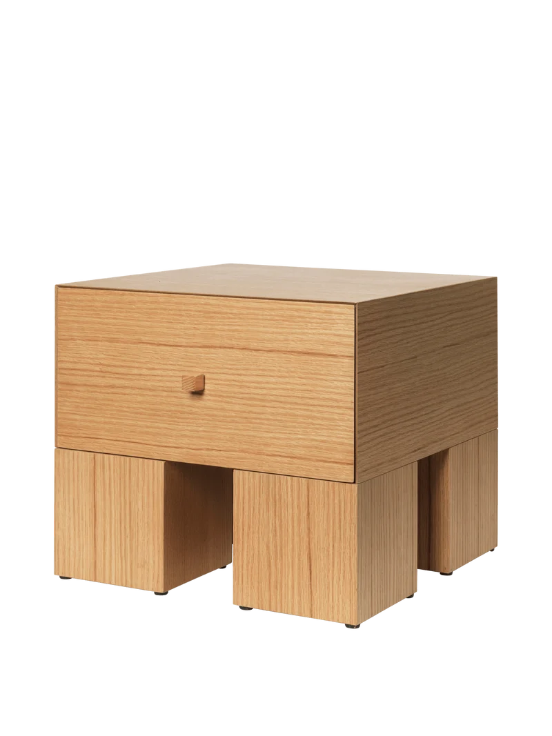 Kuben Bedside Table - 1x1 - Natural Oak Veneer