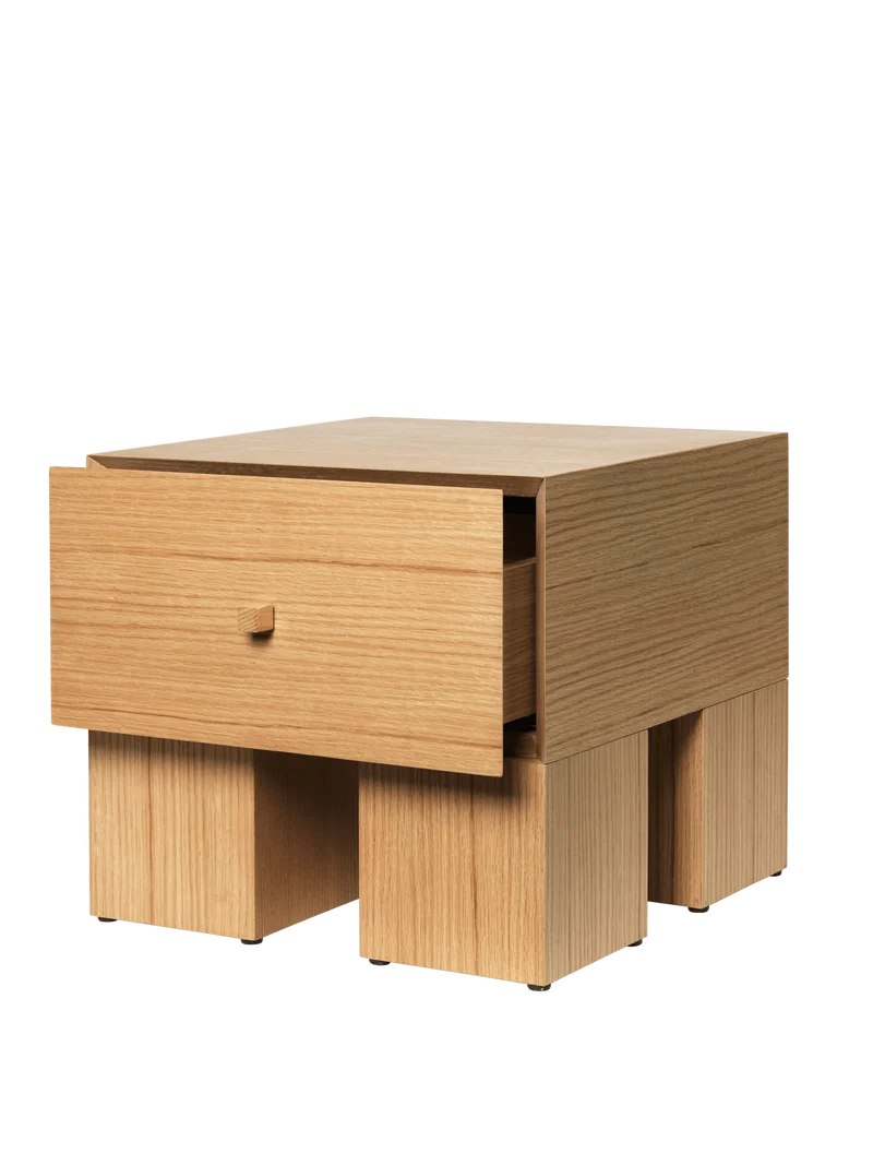 Kuben Bedside Table - 1x1 - Natural Oak Veneer