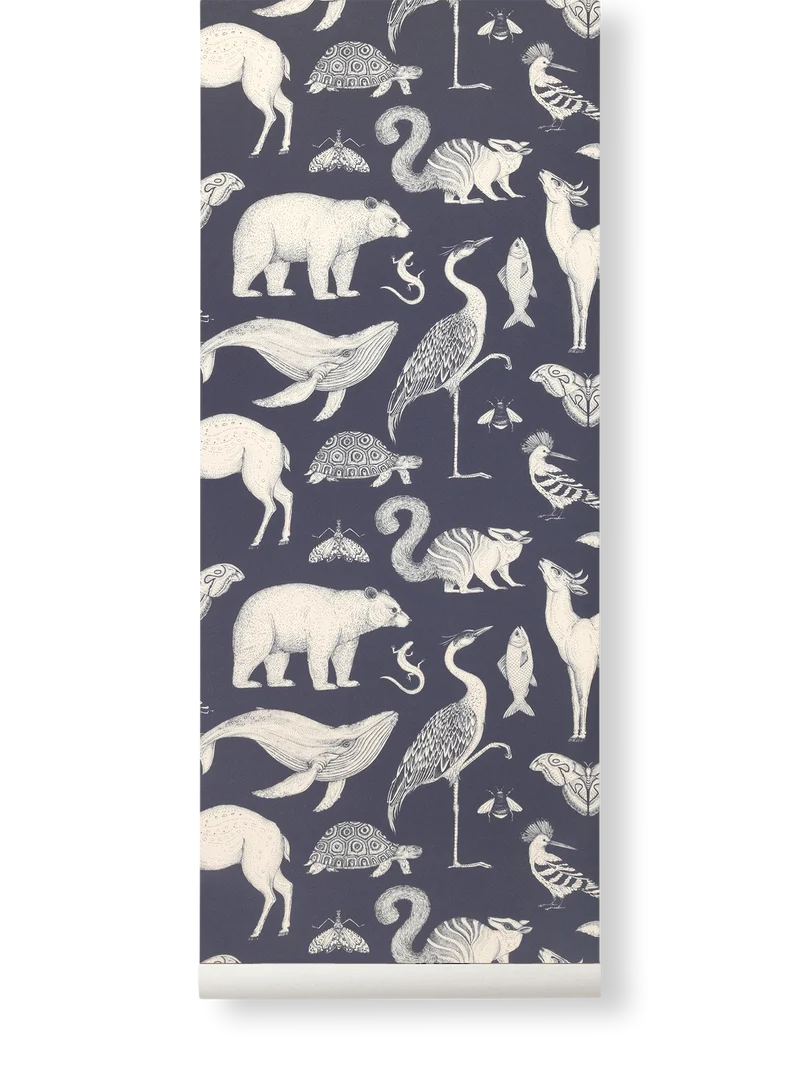 Katie Scott Wallpaper - Animals - Dark Blue