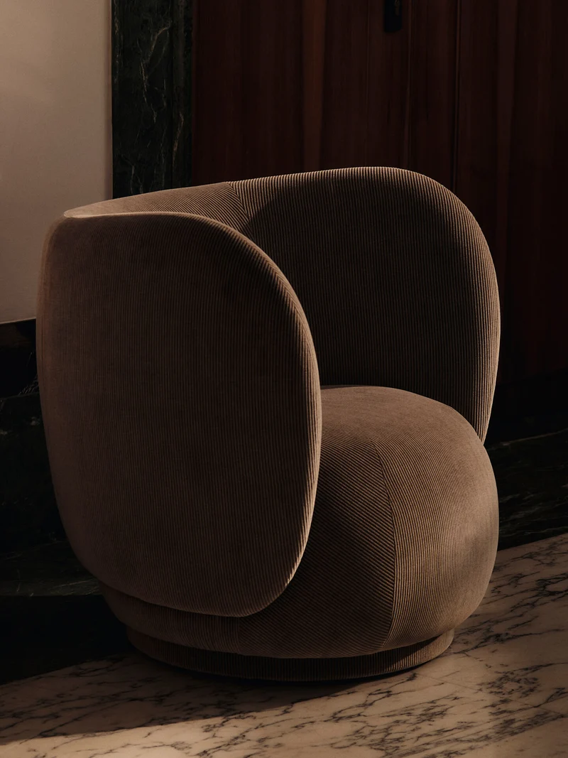 Rico Lounge Chair - Devoré Velvet - Flint Grey