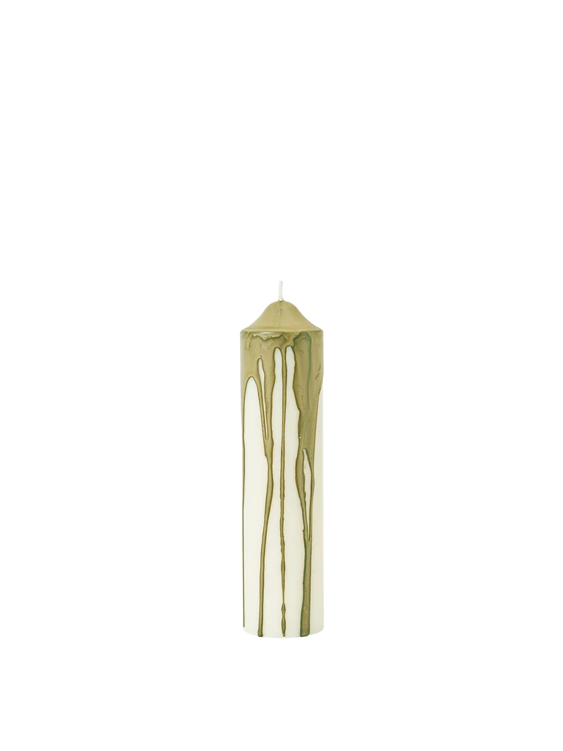 Dryp Pillar Candle - Small - Olive Green