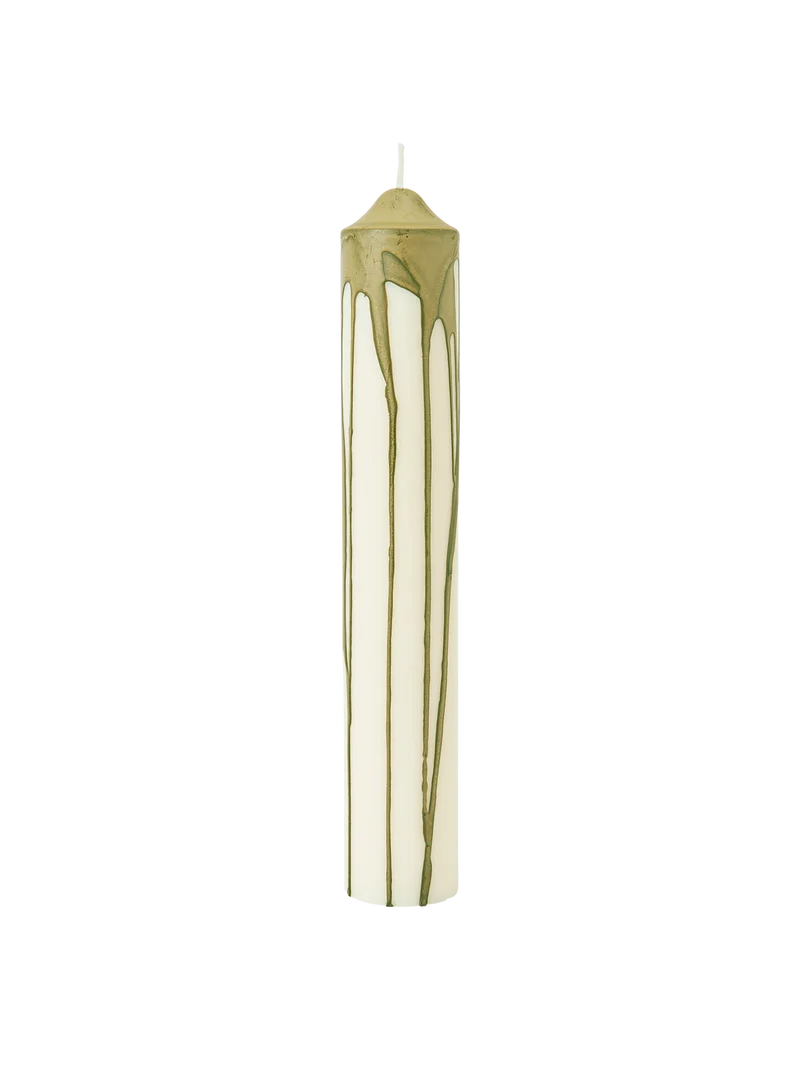 Dryp Pillar Candle - Large - Olive Green