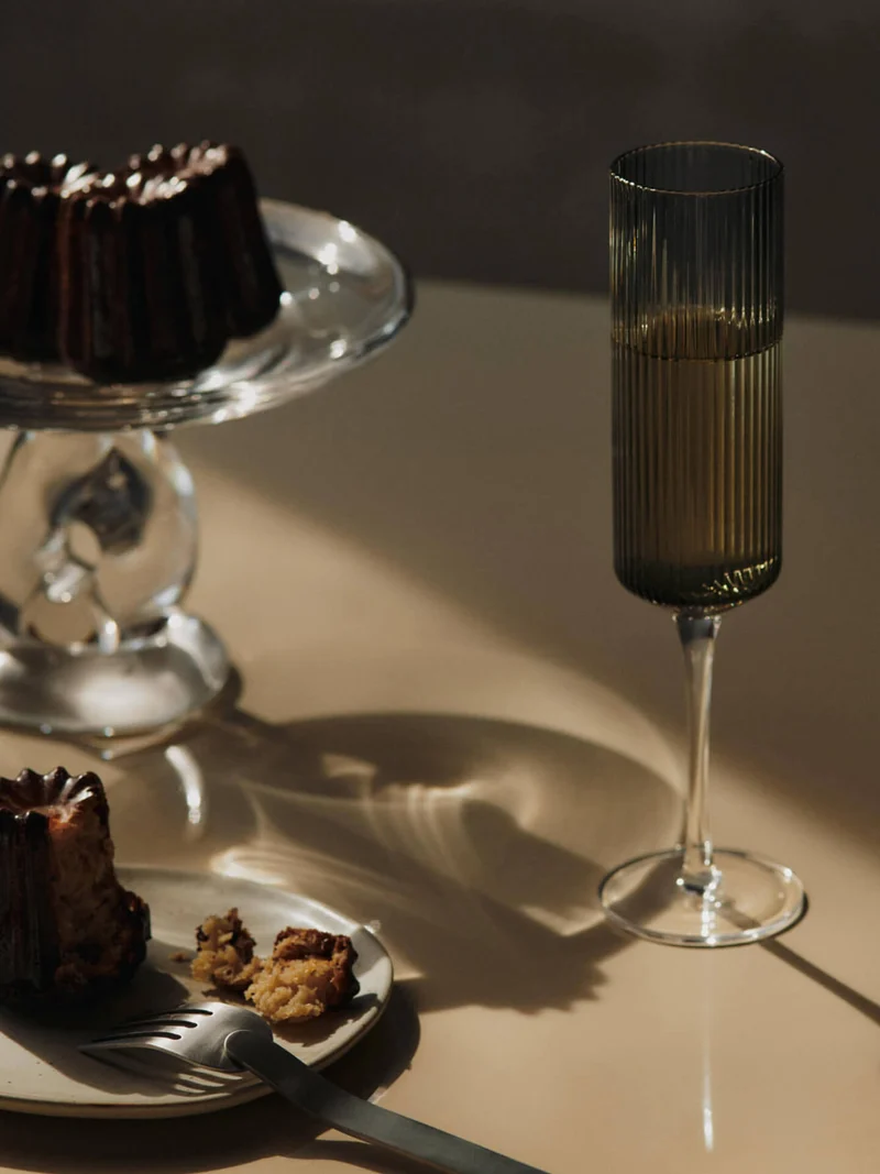 Ripple Champagne Flutes - Set of 2 - Smoked Grey